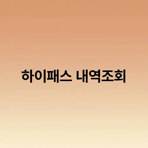 하이패스 내역조회
