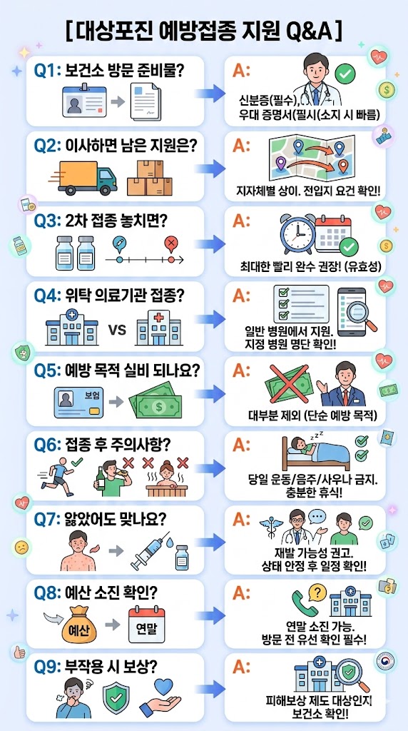 대상포진 예방접종 지원 Q&A 준비물 접종 장소 부작용 보상 확인 안내