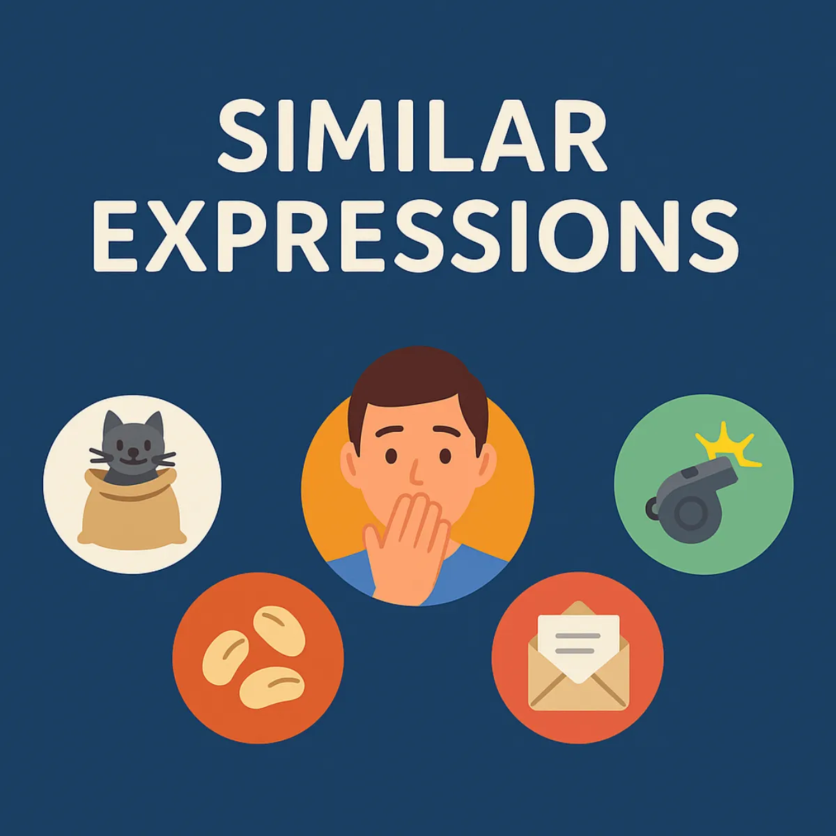 Let the cat out of the bag 비슷한 표현들 이미지