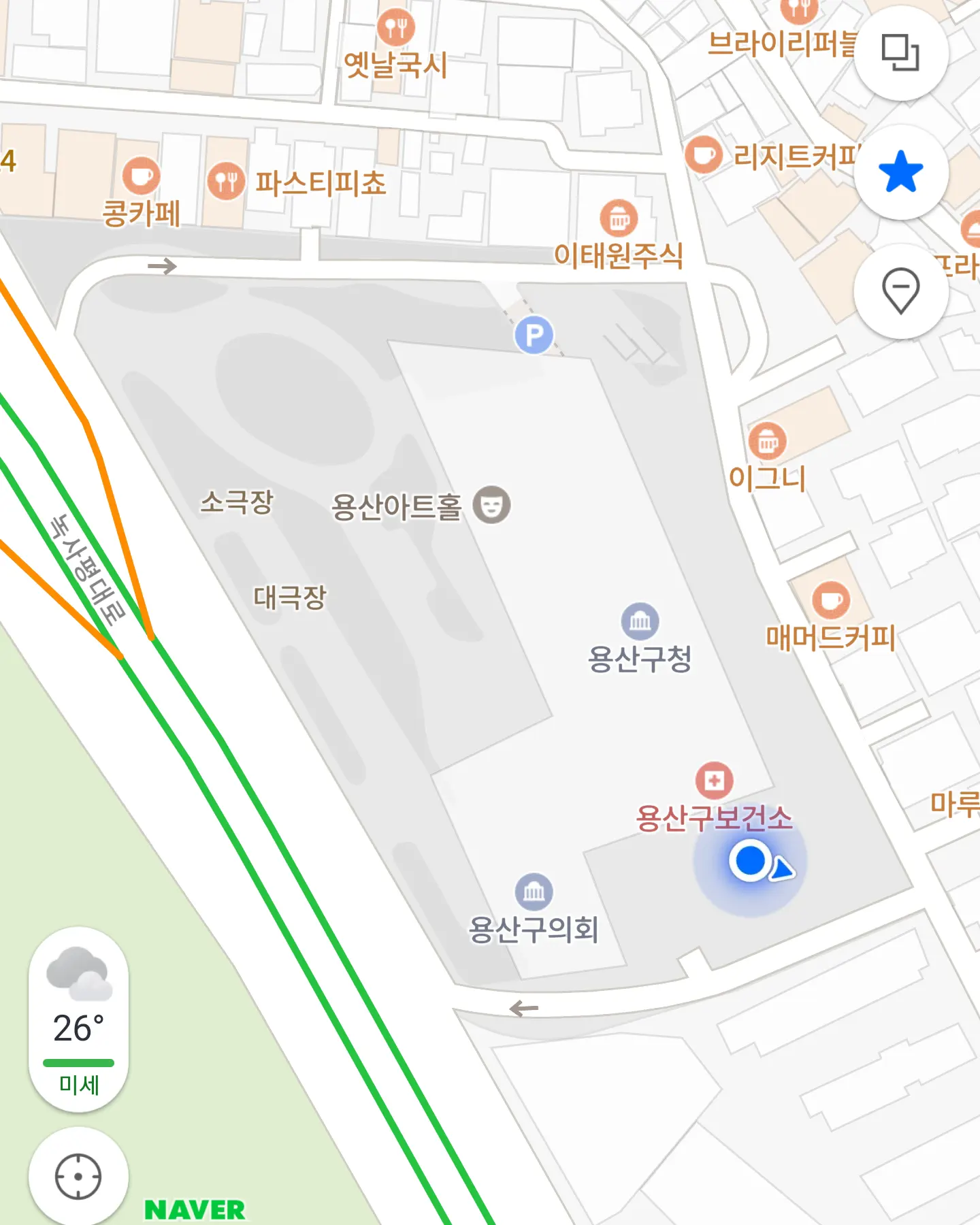 흡연 구역 지도상 위치