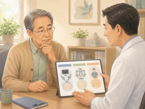 담낭절제술-복강경-로봇-개복-수술방법-고민하는-모습