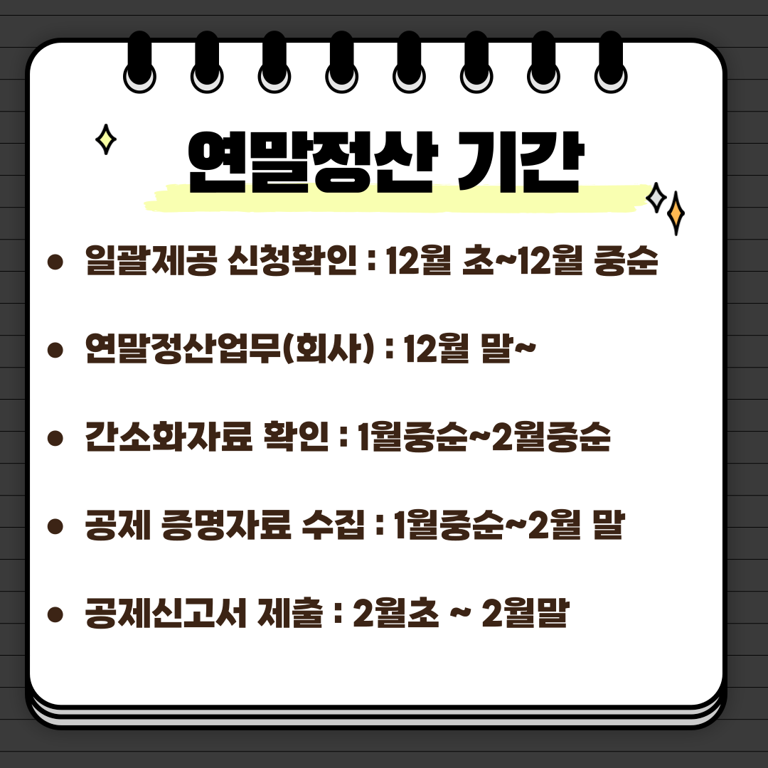 연말정산기간정리