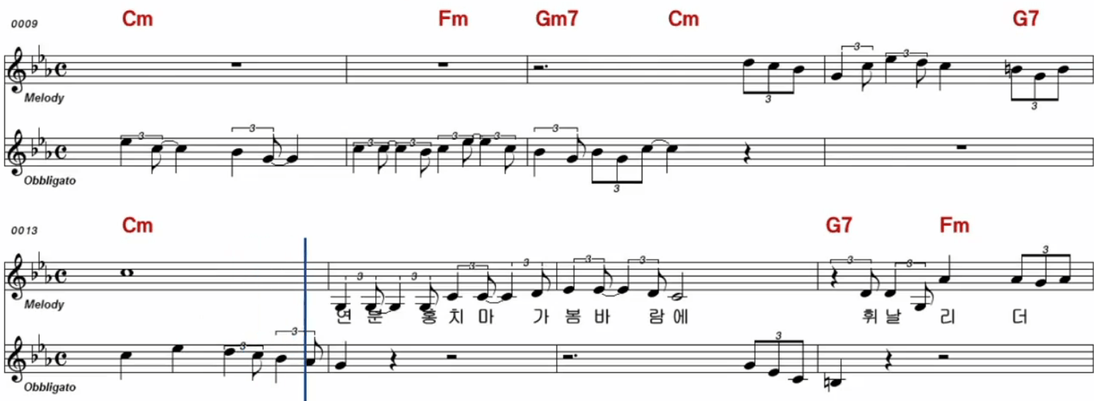 우연이(백설희) 봄날은 간다 악보
