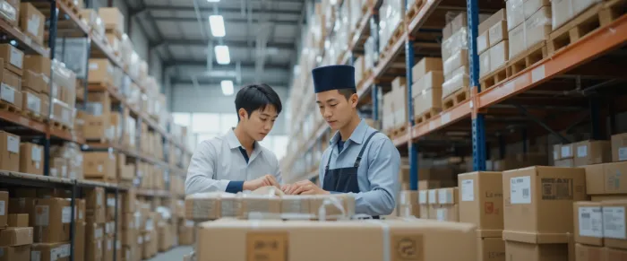 창고 정리하는 자영업자