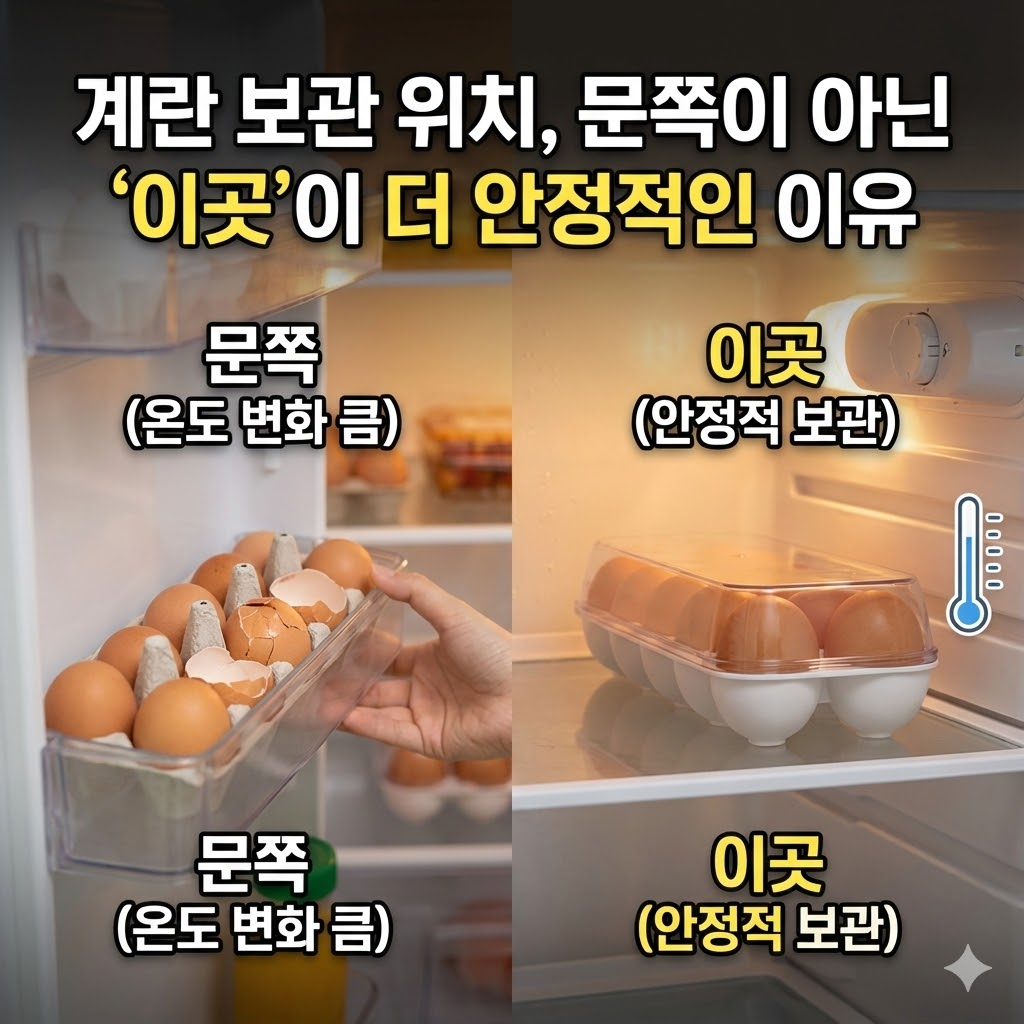 계란 보관 위치, 문쪽이 아닌 ‘이곳’이 더 안정적인 이유