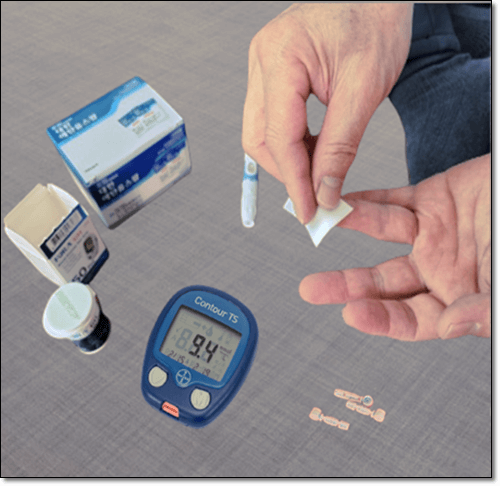 혈당 검사하는 당뇨병 환자