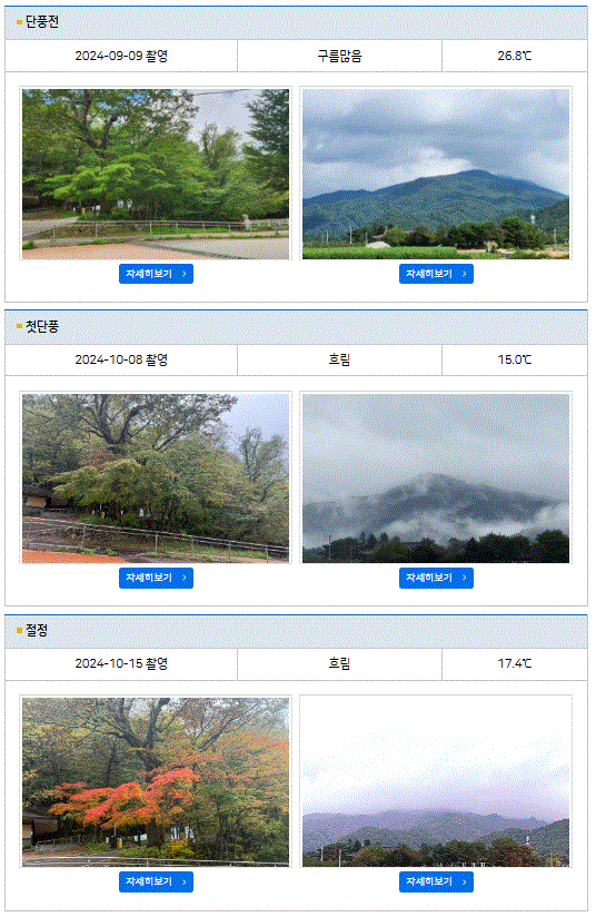 지역별 유명산 단풍 절정