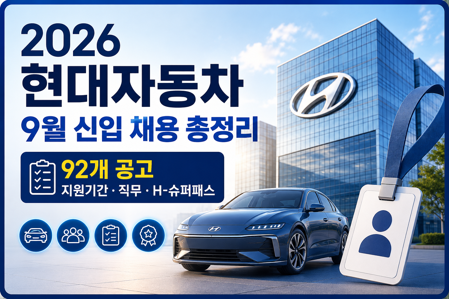 2026 현대자동차 9월 신입 채용 총정리|92개 공고·지원기간·직무·H-슈퍼패스 관련 사진