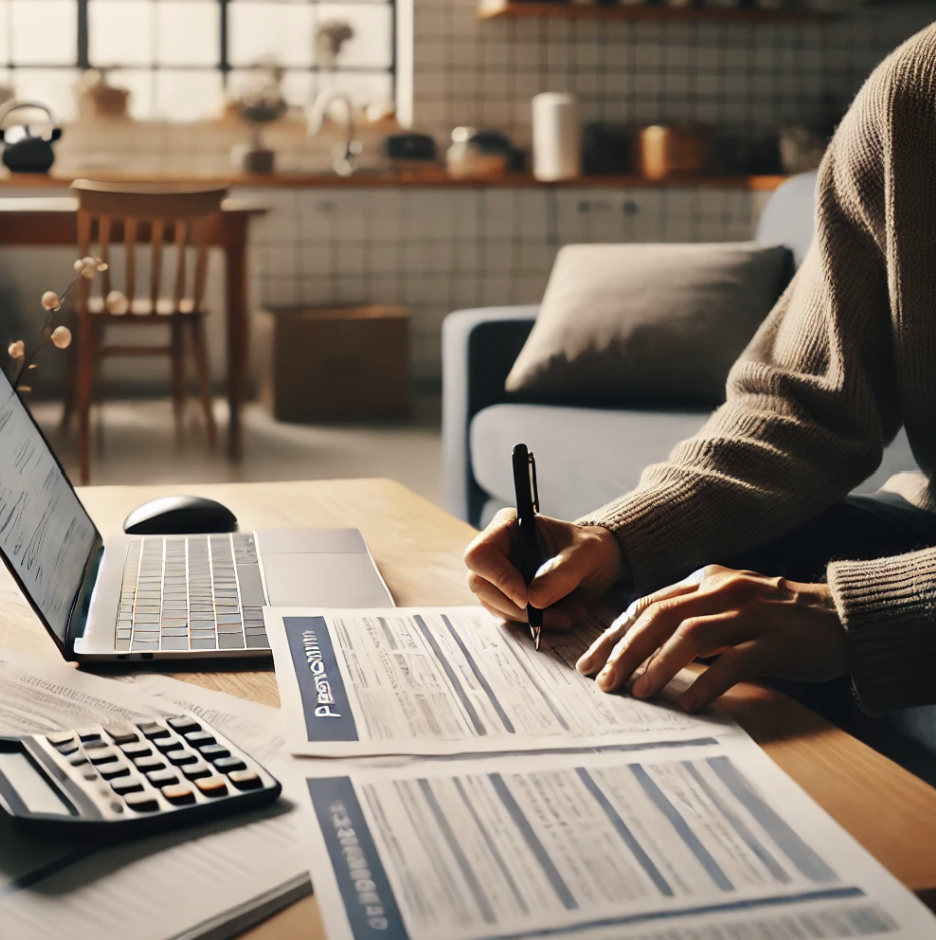 연금청구서를 작성하는 모습