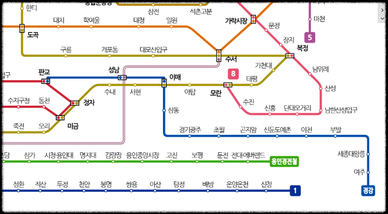 경강선 시간표 노선도 바로보기
