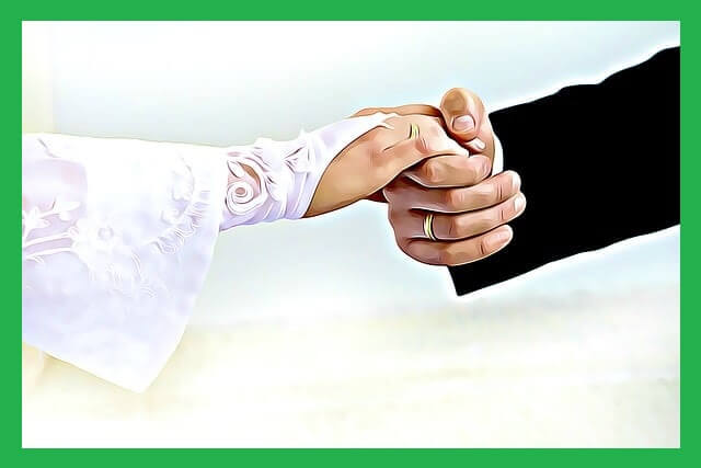 결혼식-신랑-신부-손-잡기