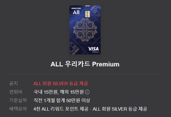 ALL 우리카드 Premium 혜택