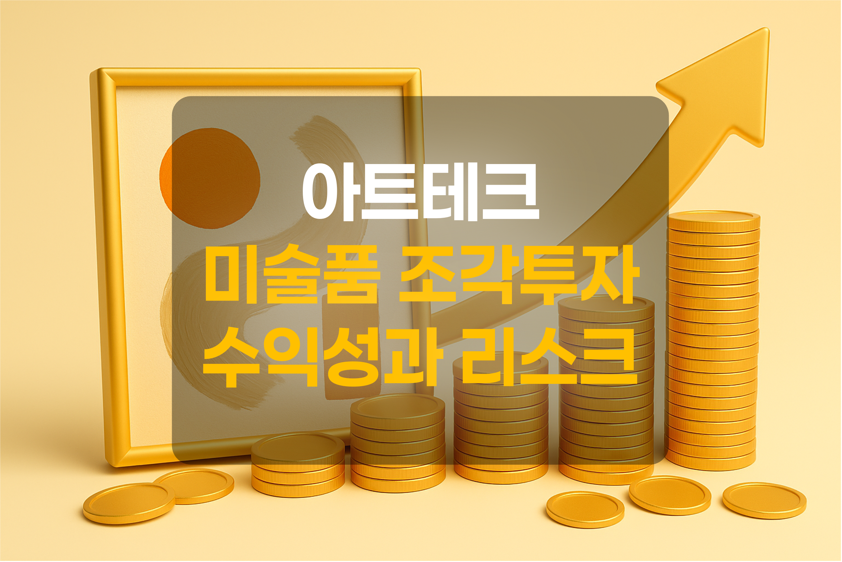 미술품, 화폐, 상승그래프를 표현한 그림