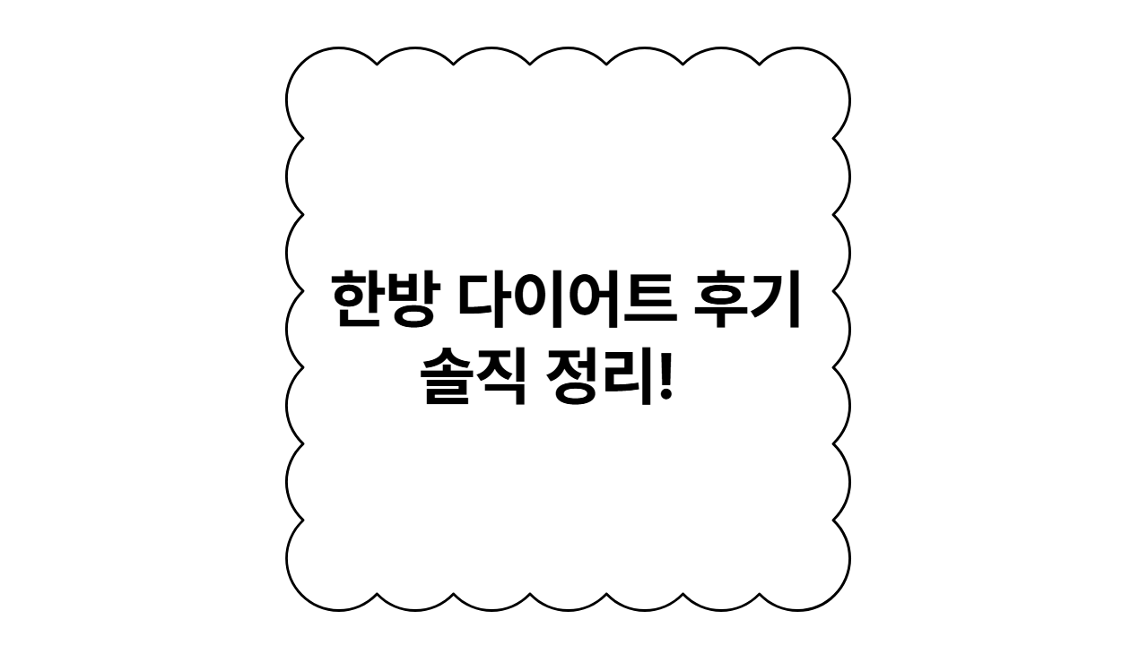 한방 다이어트 후기 정리