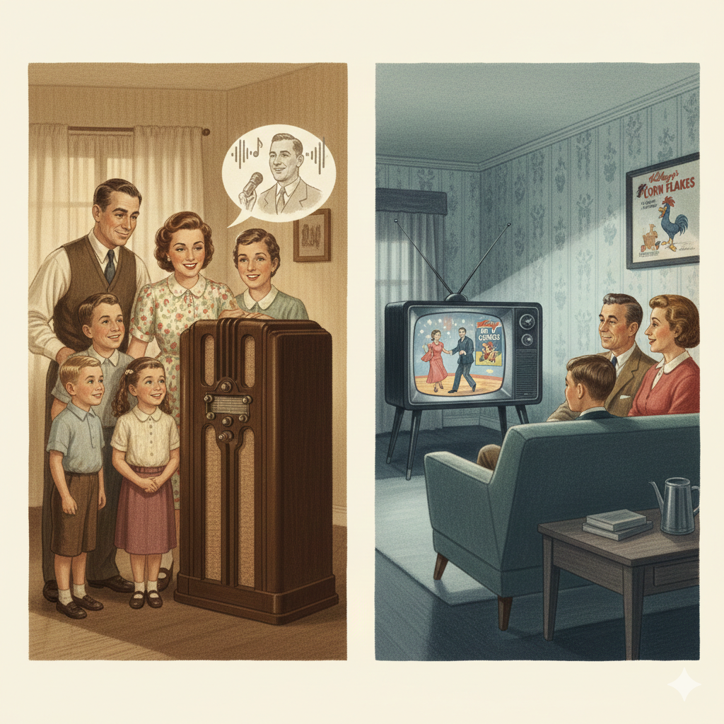 대중 매체의 발달과 대중문화의 탄생: 라디오에서 텔레비전까지
