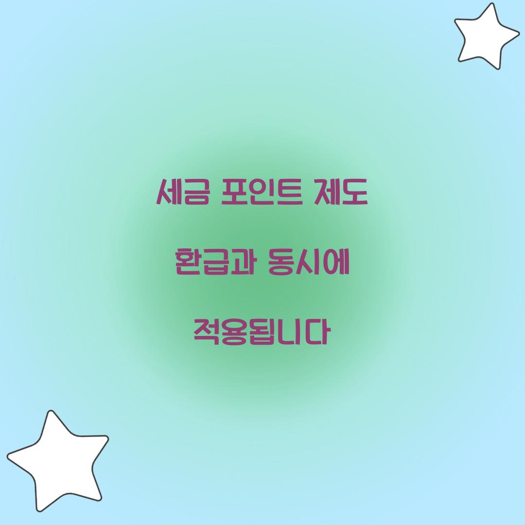 세금 포인트 제도 환급과 동시에 적용됩니다  