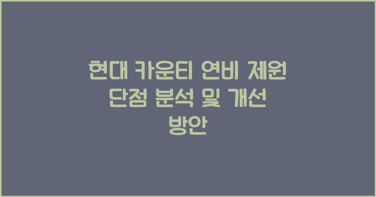 현대 카운티 연비 제원 단점