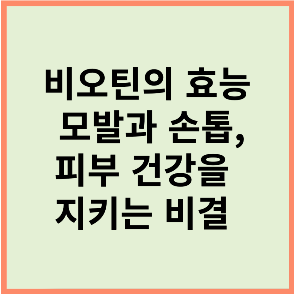비오틴 효능 총정리! 모발과 손톱, 피부 건강을 지키는 비결