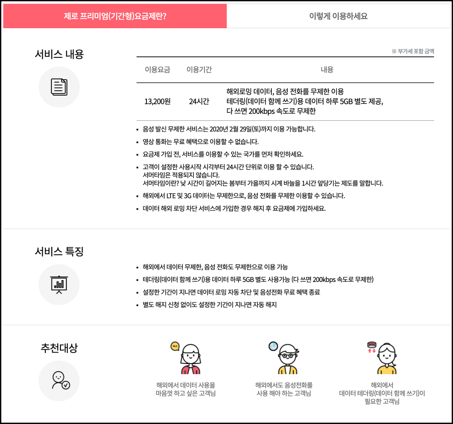 제로프리미엄(기간형)요금제