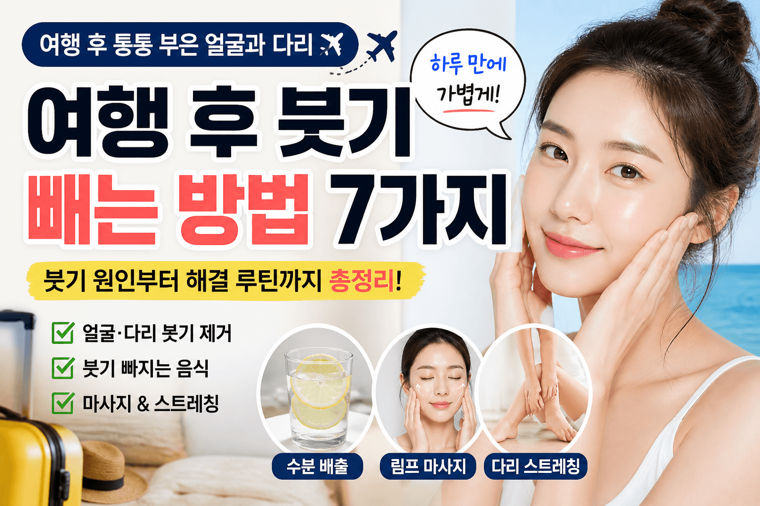 여행 후 붓기 빼는 방법 7가지, 하루 만에 얼굴 라인 되찾는 비법