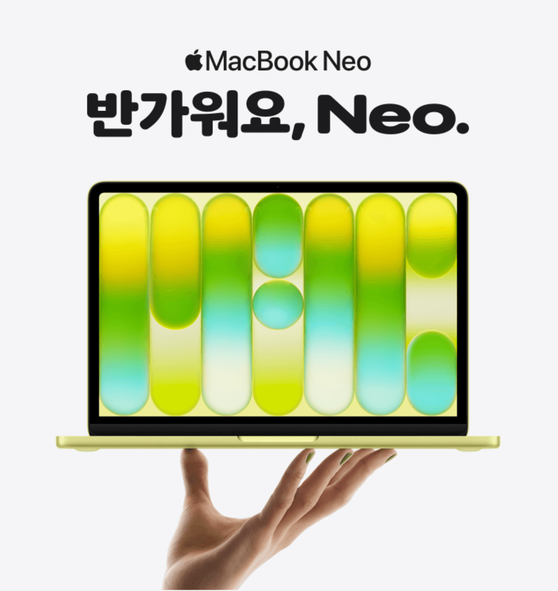 맥북 네오 시트러스 색상의 모니터 화면