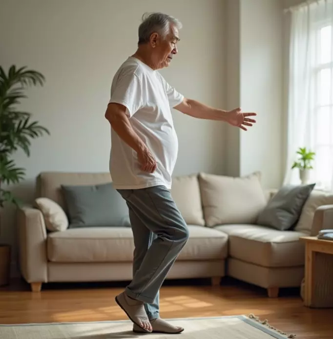 파킨슨병 운동치료를 위해 균형잡기 이미지