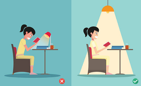reading posture and lighting