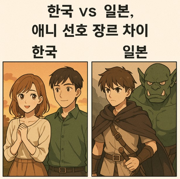 한국 vs 일본 애니 선호 관련 그림