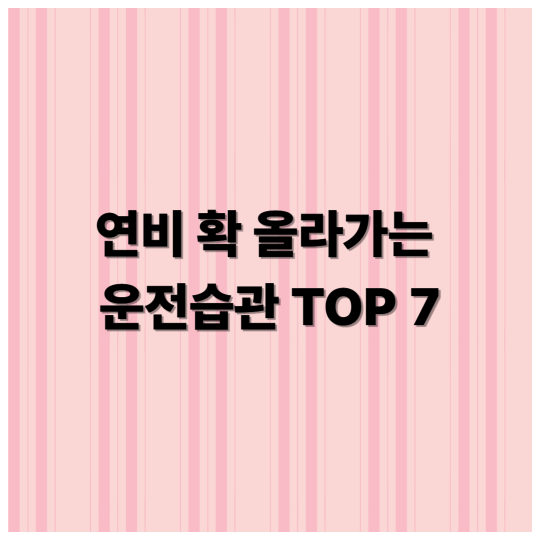 연비 확 올라가는 운전 습관