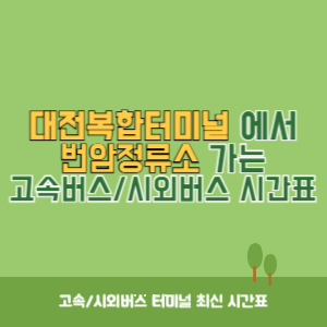 대전복합터미널에서 번암정류소 가는 시외버스 시간표 최신정보