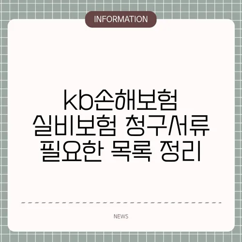 kb손해보험 실비보험 청구서류 필요한 목록 정리