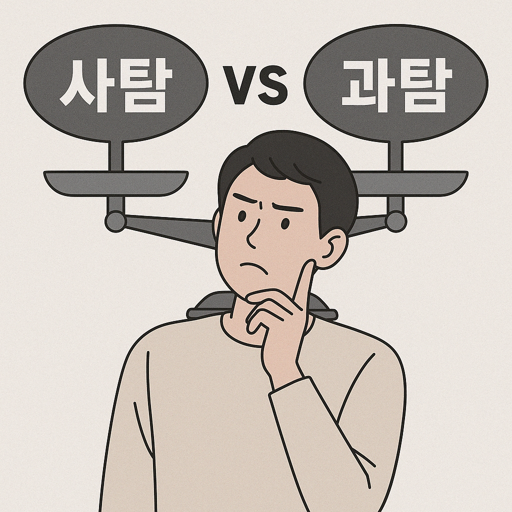 사탐 vs 과탐 선택지를 고민하는 장면