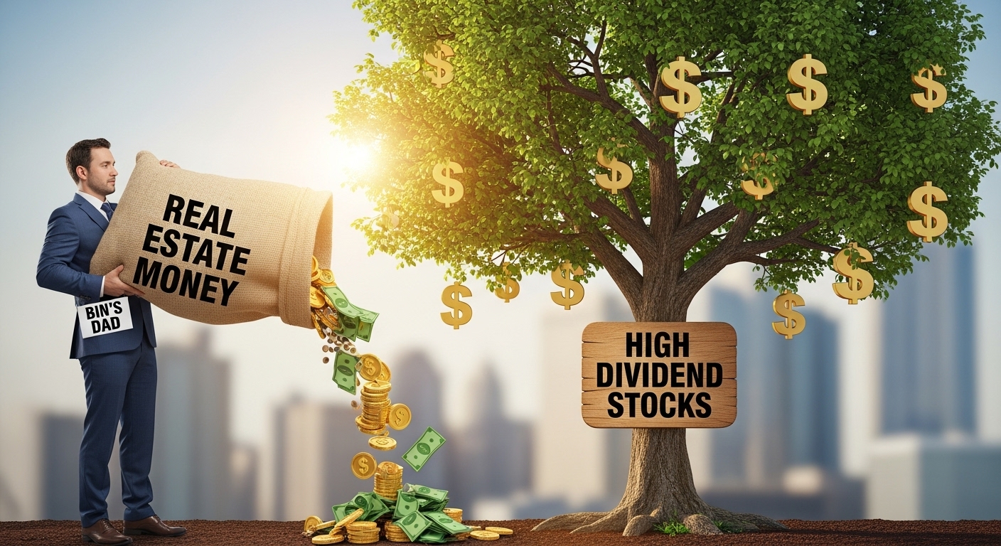 '부동산(아파트)'에 묶인 자금이 '배당주(은행/증권/지주사)'로 '선순환'되며 '자본 시장' 전체가 활성화되는 이미지