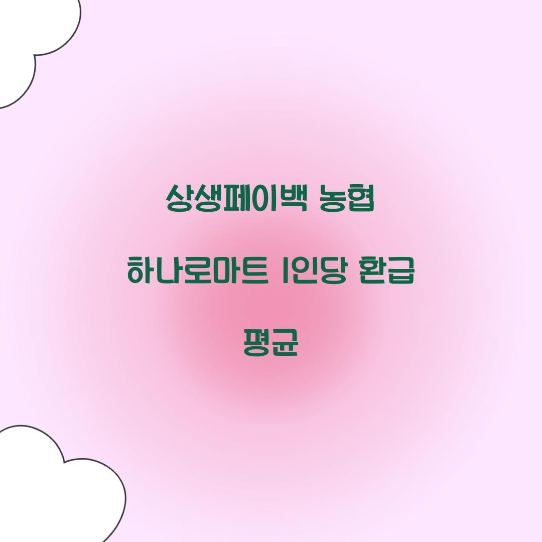 상생페이백 농협 하나로마트 1인당 환급 평균