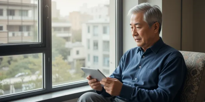 입주조건 검색하는 어르신