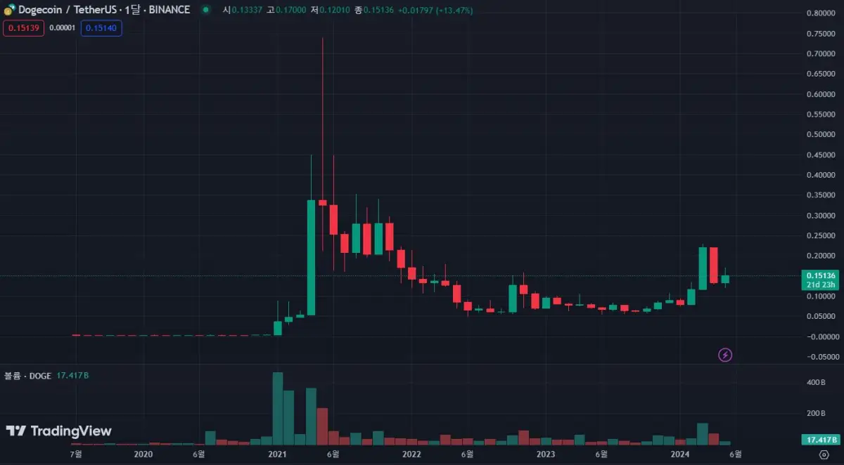 도지코인-바이낸스-월봉-차트-(트레이딩뷰)