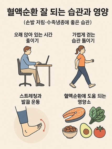 혈액순환을 돕는 생활 습관과 영양소를 한눈에 정리한 인포그래픽