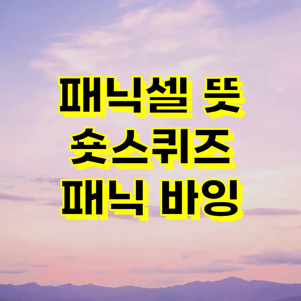 패닉셀 뜻 숏스퀴즈 패닉 바잉