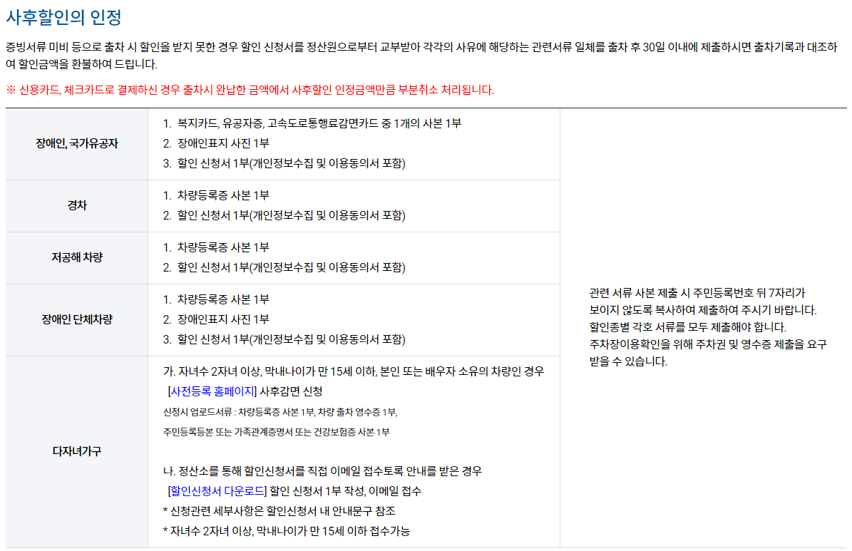 김포공항 주차요금 사후할인