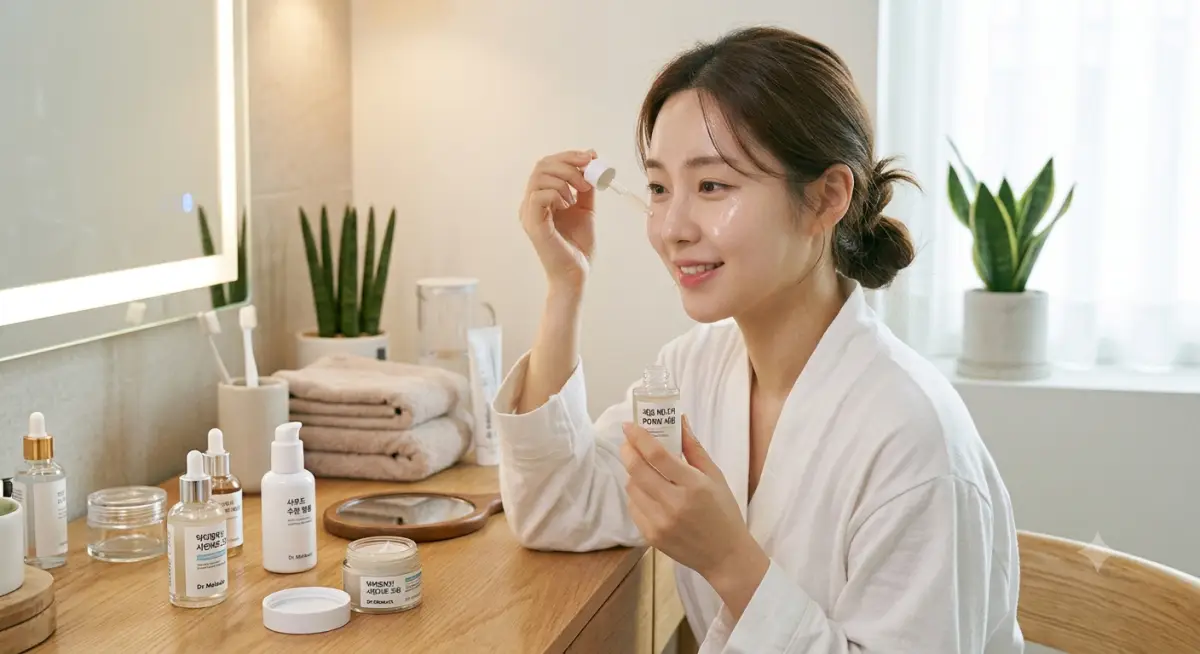 화징품 사용하는 여자 이미지