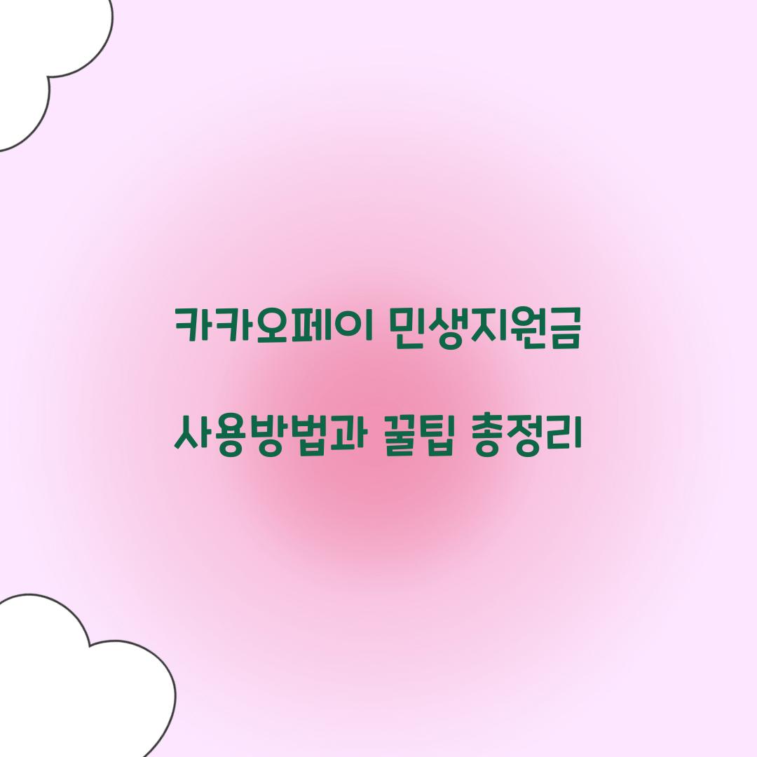 카카오페이 민생지원금 사용방법