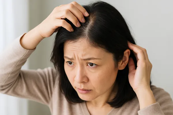 여성 탈모 두피 점검 모습