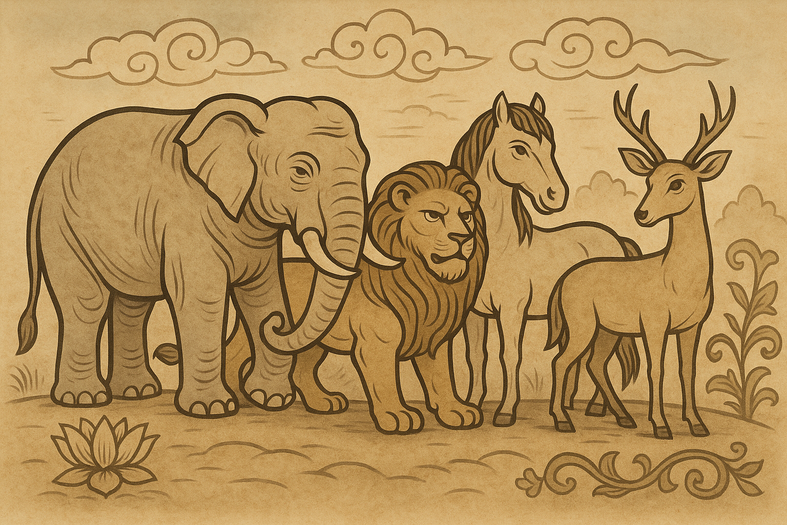 간다라 미술 동물상 그림