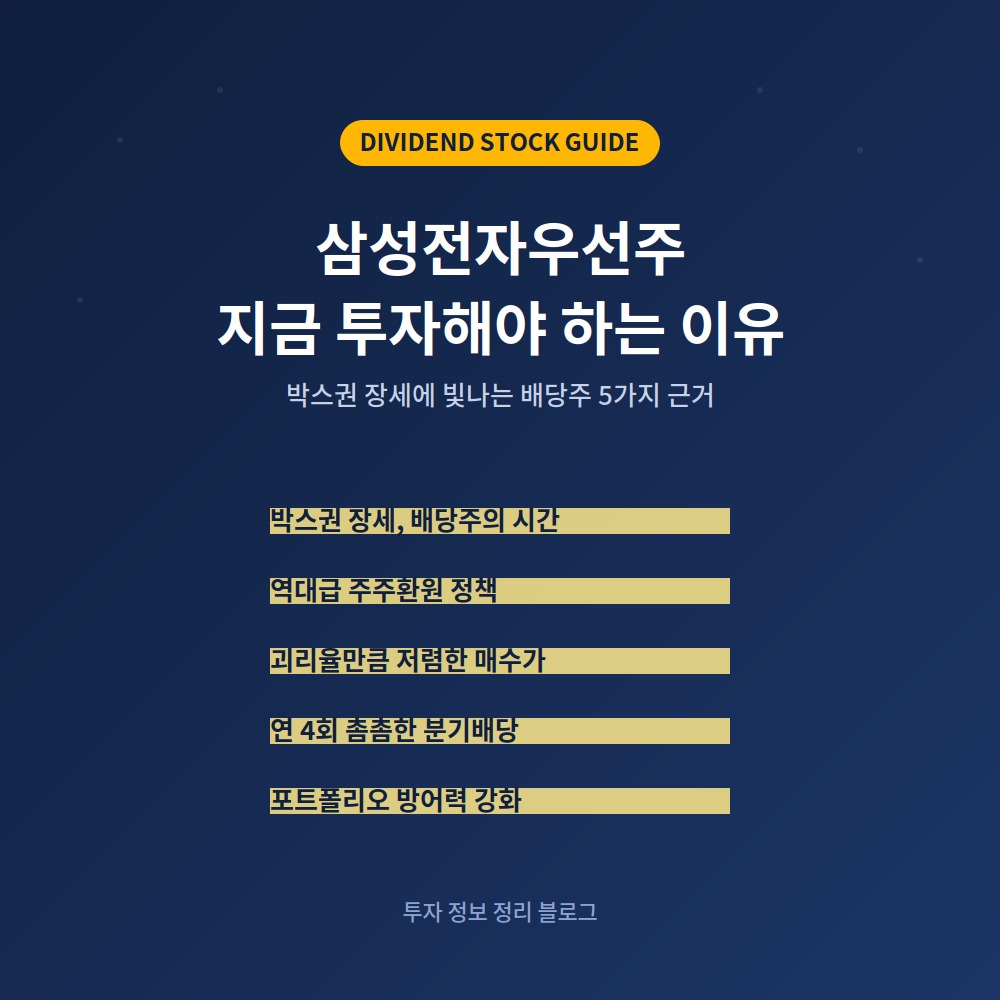 삼성전자우선주 지금 투자해야하는 이유