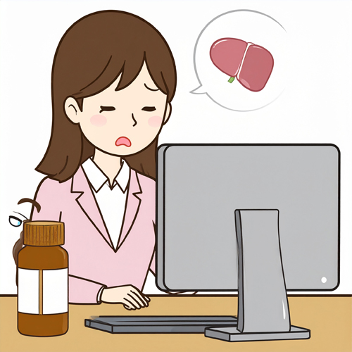 밀크씨슬 영양제를 복용하려는 여성의 일러스트