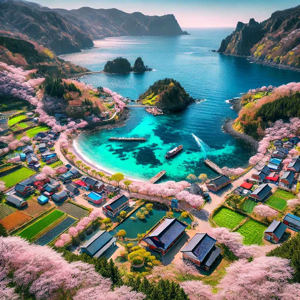 울릉도의 봄 전경