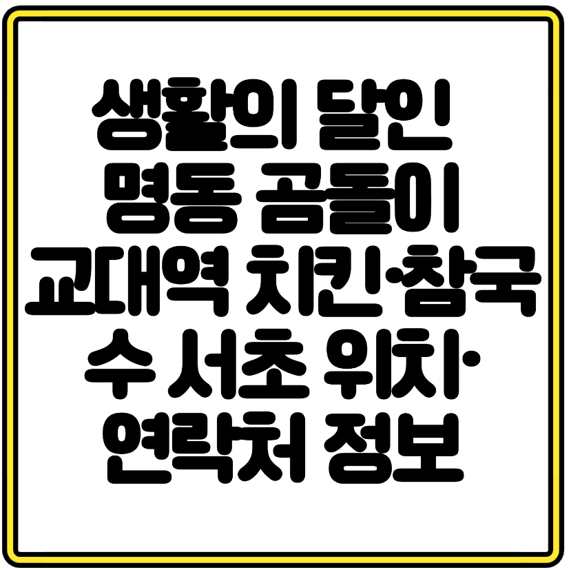 생활의 달인 맛집 명동 곰돌이 교대역 치킨·참국수|서초 위치·연락처 정보