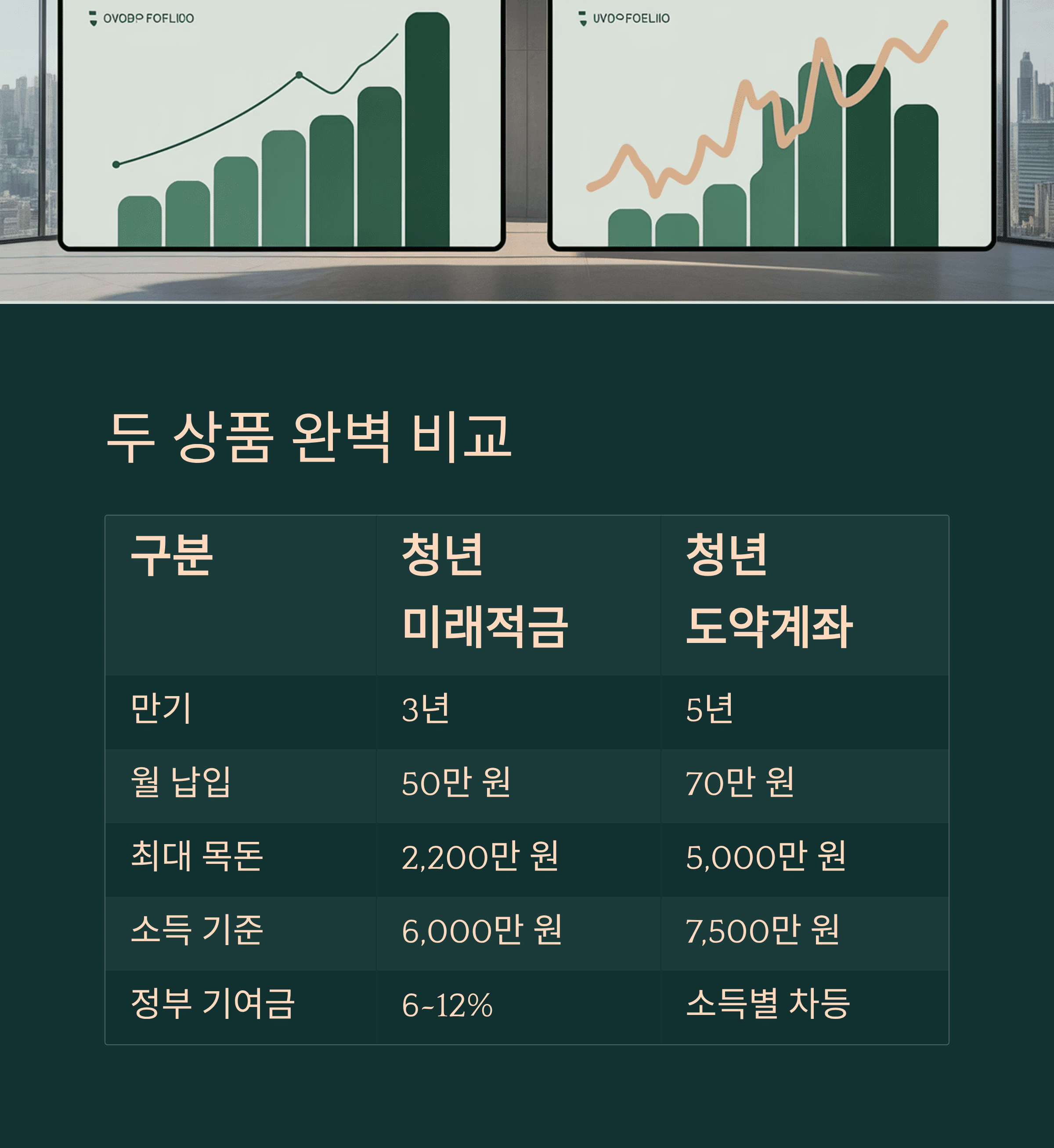 청년 도약 계좌, 청년 미래 적금 두상품 비교