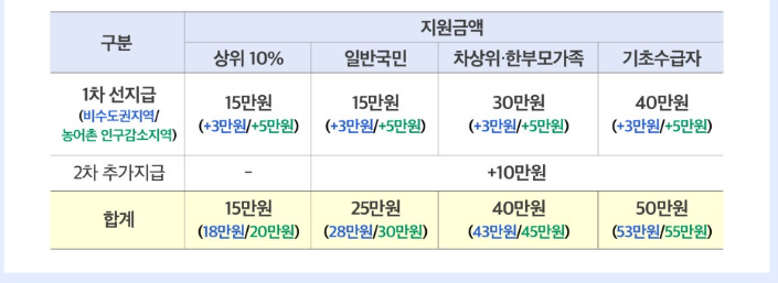 민생회복 소비쿠폰 지원금액