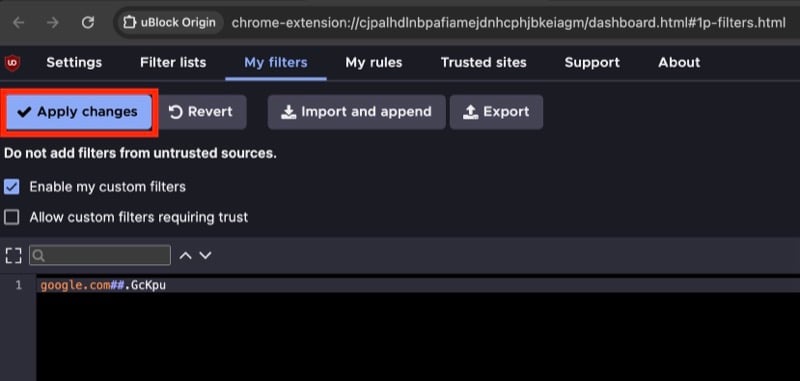 크롬 uBlock Origin 으로 검색 엔진 설정